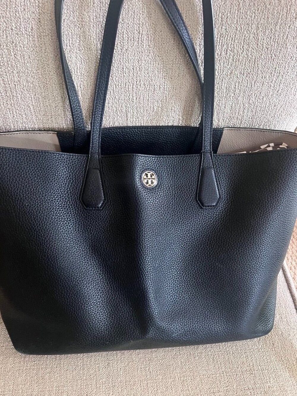 TORY BURCH Black Leather Tote Bag pebble leather - Picture 5 of 10